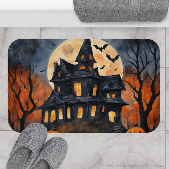 Cute Haunted House Halloween Bath Mat For Kids