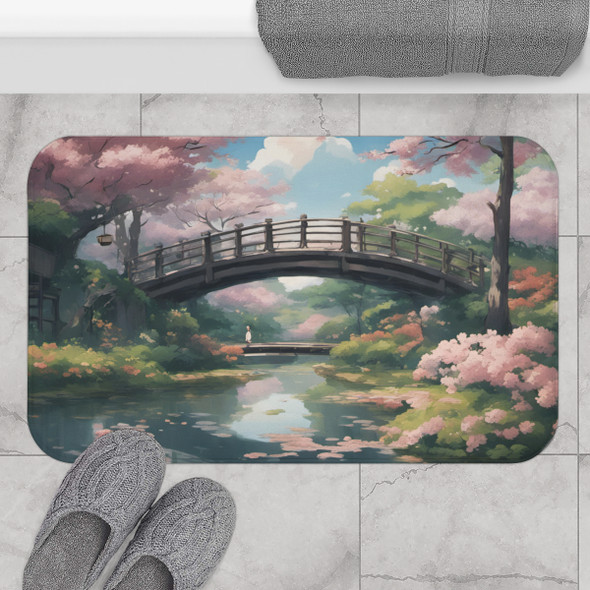 Anime Springtime Blossoms Anti-slip Microfiber Bath Mat