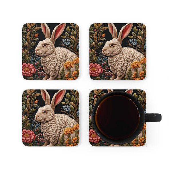 Woodland Rabbit Corkwood Coaster Set
