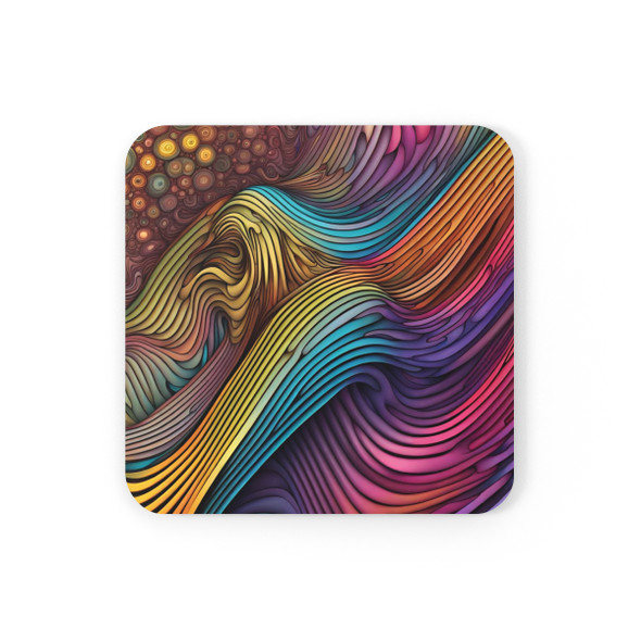 Colorful Abstract Corkwood Coaster Set