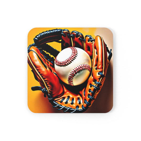 Baseball Glove and Ball Corkwood Coaster Set
