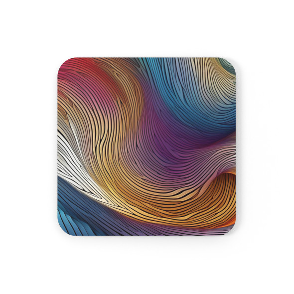 Colorful Abstract Swirls Corkwood Coaster Set