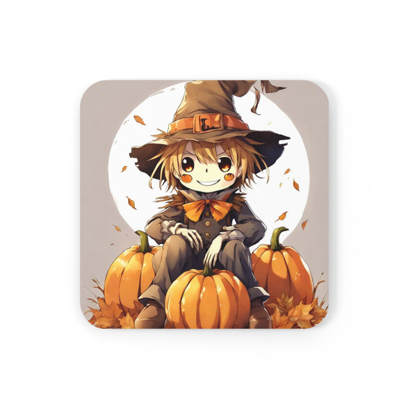 Cute Anime Scarecrow Corkwood Coaster Set