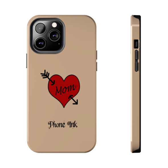 Phone Ink Heart "Mom" Phone-Too design Tough Phone Case iPhone in 21 different sizes. Compatible iPhone 7, 8, X, 11, 12, 13, 14 and more.