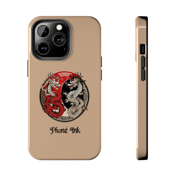 Phone Ink Dragons Phone-Too Tough Phone Tattoo Case for iPhone in 21 sizes. Compatible with iPhone 7, 8, X, 11, 12, 13, 14 and more.