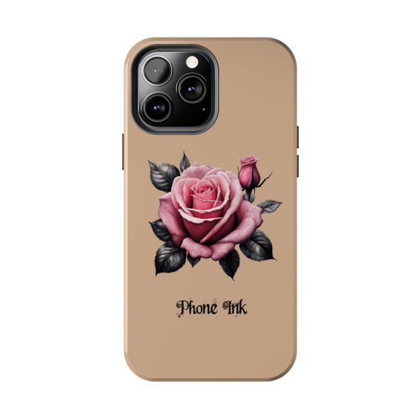 Phone Ink Pink Roses Phone-Too Tough Phone Case  for iPhone in 21 different sizes. Compatible with iPhone 7, 8, X, 11, 12, 13, 14 and more.