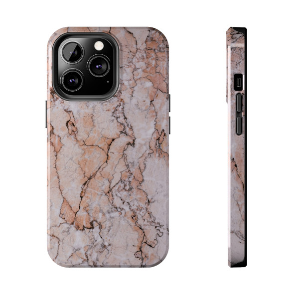 Pink Marble Tough Phone Case for iPhone in 21 different sizes. Compatible with iPhone 7, 8, X, 11, 12, 13, 14 and more.