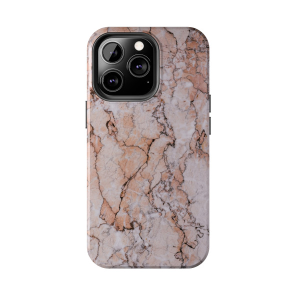Pink Marble Tough Phone Case for iPhone in 21 different sizes. Compatible with iPhone 7, 8, X, 11, 12, 13, 14 and more.