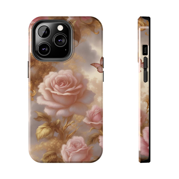 Rose Gold Tough Phone Case for iPhone in 21 different sizes. Compatible with iPhone 7, 8, X, 11, 12, 13, 14 and more.