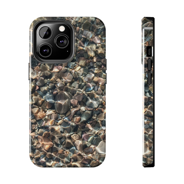 Pebbles in Water Tough Phone Case for iPhone in 21 different sizes. Compatible with iPhone 7, 8, X, 11, 12, 13, 14 and more.