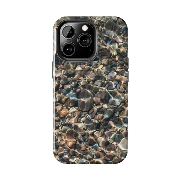 Pebbles in Water Tough Phone Case for iPhone in 21 different sizes. Compatible with iPhone 7, 8, X, 11, 12, 13, 14 and more.