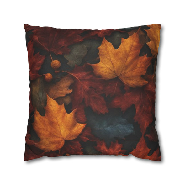 Pillow Case Autumn Leaves Spun Polyester Square Throw Pillow Case hidden zipper cover fall thanksgiving 