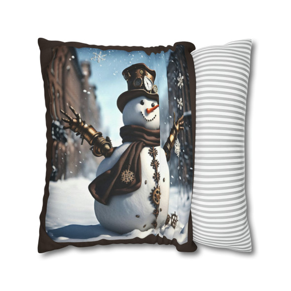 Pillow Case Steampunk Snowman Throw Pillow | Unique Design| Living Room, Bedroom, Dorm Room