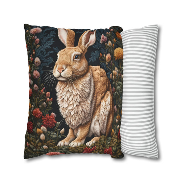 Pillow Case Woodland Rabbit Tapestry Style| William Morris Inspired| Cottagecore | Sofa Couch Living Room Decor Bed Bedroom| zippered