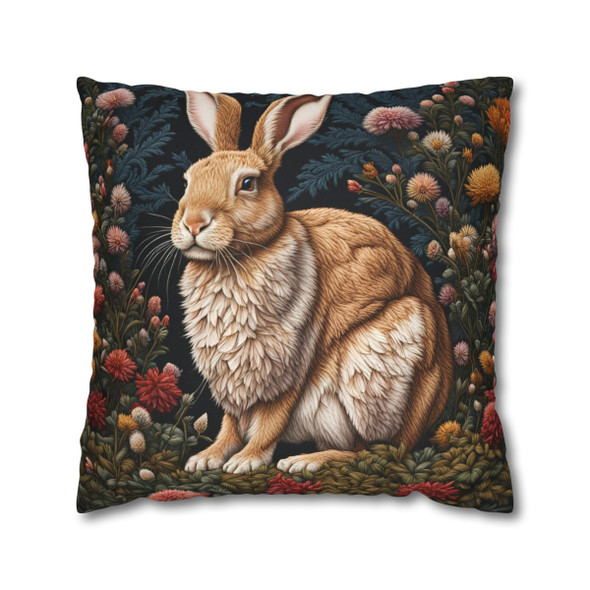 Pillow Case Woodland Rabbit Tapestry Style| William Morris Inspired| Cottagecore | Sofa Couch Living Room Decor Bed Bedroom| zippered