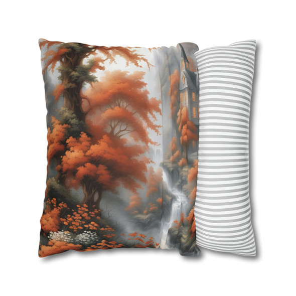 Pillow Case "Burnt Orange Toile" Design Spun Polyester Square Throw Pillow Cover orange tree toile floral patterns on white