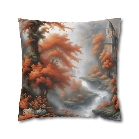 Pillow Case "Burnt Orange Toile" Design Spun Polyester Square Throw Pillow Cover orange tree toile floral patterns on white