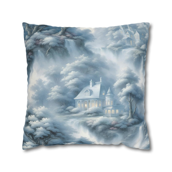 Pillow Case "Light Blue Toile" Design Spun Polyester Square Throw Pillow Cover concealed zipper sofa couch bed living room decor