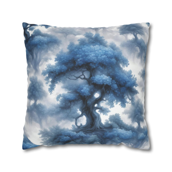 Pillow Case Blue Fantasy Toile Spun Polyester Square Pillow Cover with hidden zipper couch sofa bed blue white living room