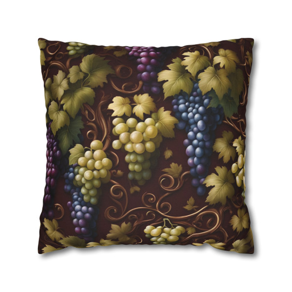 Pillow Case Vining Grapes Design Spun Polyester Square Throw Pillow Cover sofa couch purple burgundy green fruit accent bed bedroom