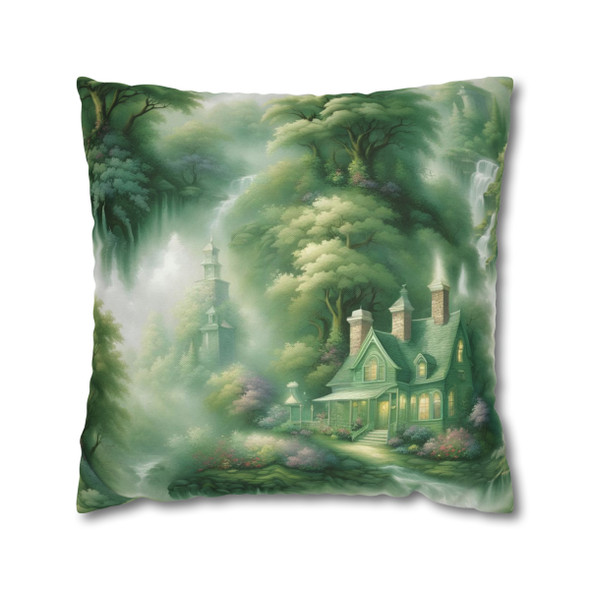 Pillow Case "Green Toile" Spun Polyester Square Throw Pillow Cover decorative sofa couch bed living room pillows washable concealed zipper