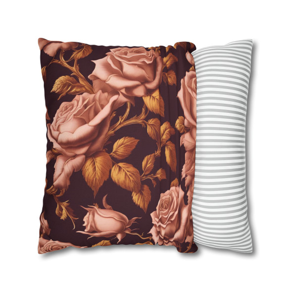 Pillow Case "Rose Gold" Spun Polyester Square Accent Throw Pillow Cover zippered washable sofa couch bed pink black living room decor