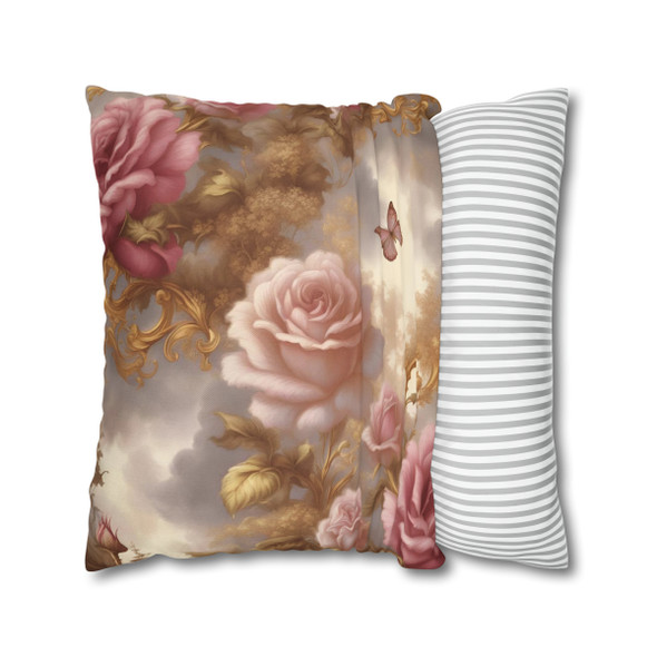 Pillow Case "Elegant Rose Gold" Butterfly Design Spun Polyester Square Throw Pillow Cover Hidden Zipper couch sofa bed pink fantasy gold 
