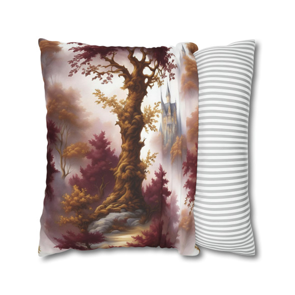 Pillow Case Burgundy and Gold Toile Pattern Spun Polyester Square Pillow Cover for sofa couch bed fantasy gold burgundy white castle 