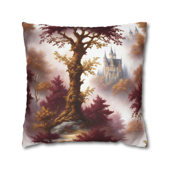Pillow Case Burgundy and Gold Toile Pattern Spun Polyester Square Pillow Cover for sofa couch bed fantasy gold burgundy white castle 