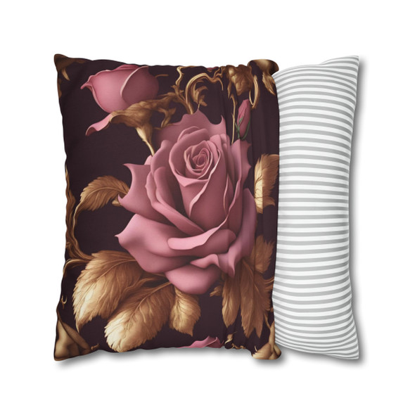 Pillow Case "Rose Gold" Design Spun Polyester Square Throw Pillow Cover with Hidden Zipper couch sofa bed rose pink gold black living room