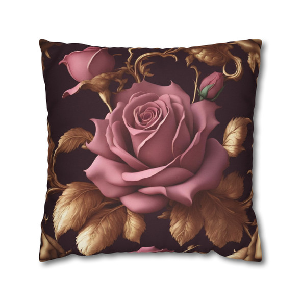 Pillow Case "Rose Gold" Design Spun Polyester Square Throw Pillow Cover with Hidden Zipper couch sofa bed rose pink gold black living room