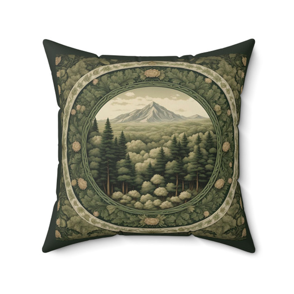 Woodland Mountain Throw Pillow| William Morris Inspired| Cottagecore | Living Room, Bedroom, Dorm Room| Hunter Green