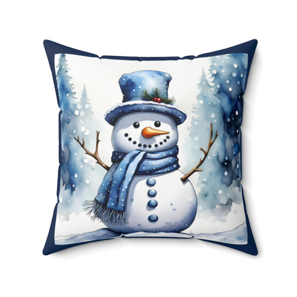 Christmas Snowman Throw Pillow| Watercolor Design | Cottagecore | Living Room, Bedroom, Dorm Room