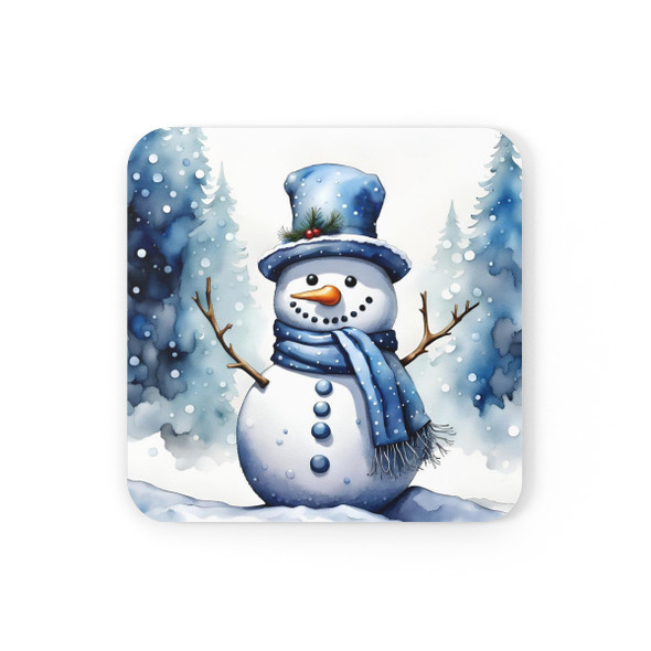 Snowman Corkwood Coaster Set