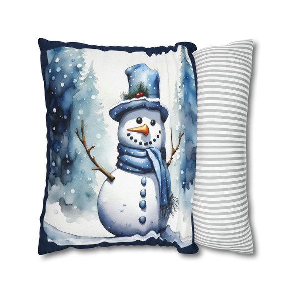 Pillow Case Christmas Snowman| Watercolor Design| Throw Pillow