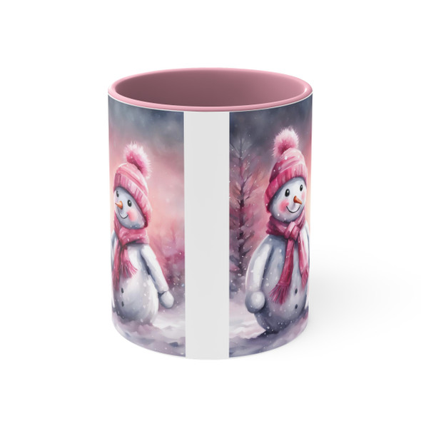 Pink Snowman Coffee, Cocoa or Tea Mug 11 oz