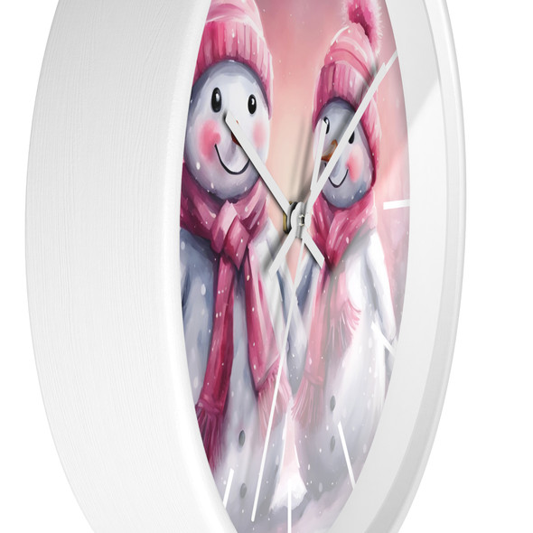 Pink Snowman Wall Clock| Silent Mechanism| Great for Childs Bedroom