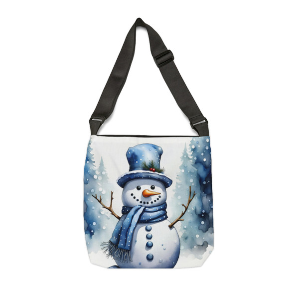 Adorable Blue Snowman Adjustable Tote Bag (AOP)|Two Sizes 16 inch or 18 inch