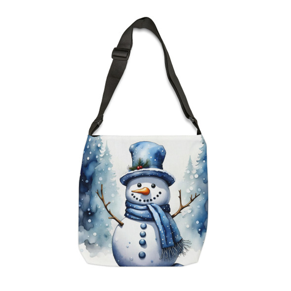 Adorable Blue Snowman Adjustable Tote Bag (AOP)|Two Sizes 16 inch or 18 inch