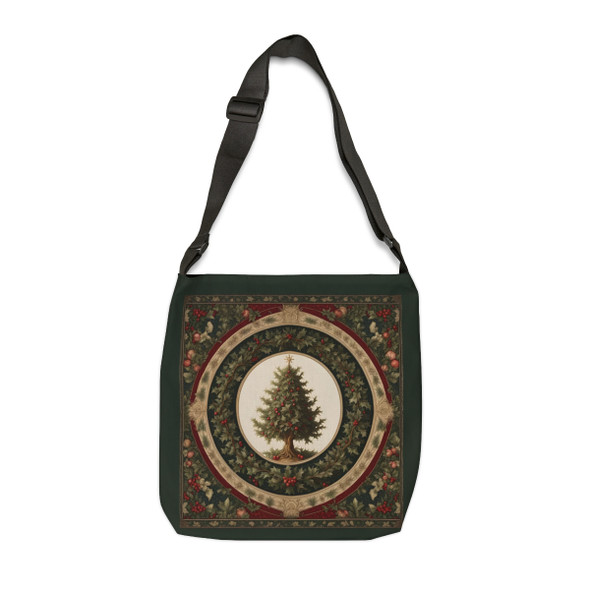 Elegant Christmas Tree Tote | William Morris Inspired| Adjustable Tote Bag|Two Sizes 16 inch or 18 inch