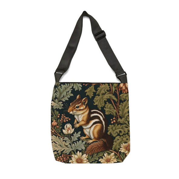 Cute Chipmunk Tote | William Morris Inspired| Adjustable Tote Bag|Two Sizes 16 inch or 18 inch