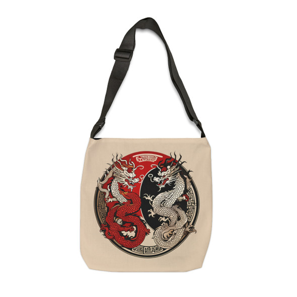 Double Dragon Design Tote Bag| Adjustable Tote Strap| Two Sizes 16 inch or 18 inch