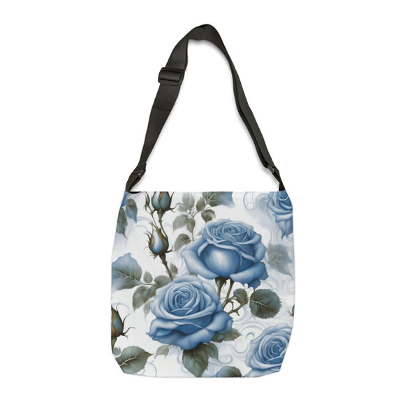 Blue Rose Design Tote Bag| Adjustable Tote Strap| Two Sizes 16 inch or 18 inch