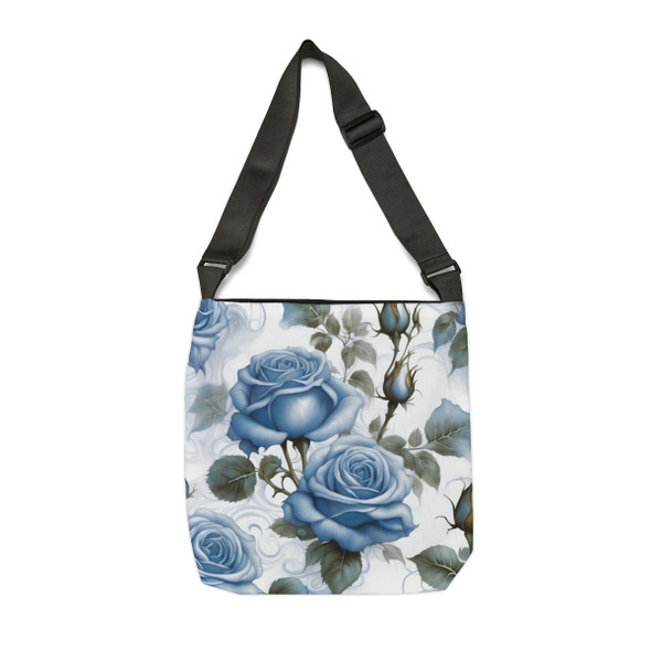 Blue Rose Design Tote Bag| Adjustable Tote Strap| Two Sizes 16 inch or 18 inch