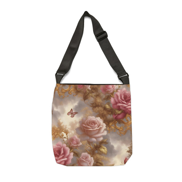 Fantasy Rose and Gold Design Tote Bag| Fun Design| Adjustable Tote Strap| Two Sizes 16 inch or 18 inch