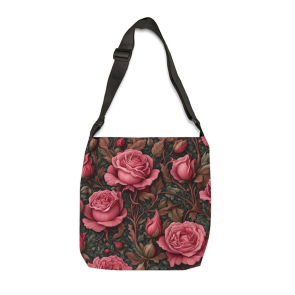 Woodland Rose Floral Design Tote Bag| William Morris Inspired| Fun Design| Adjustable Tote Strap| Two Sizes 16 inch or 18 inch