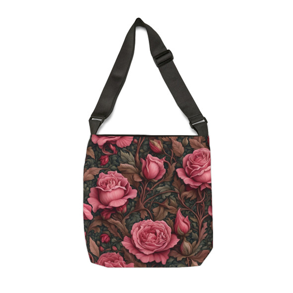 Woodland Rose Floral Design Tote Bag| William Morris Inspired| Fun Design| Adjustable Tote Strap| Two Sizes 16 inch or 18 inch