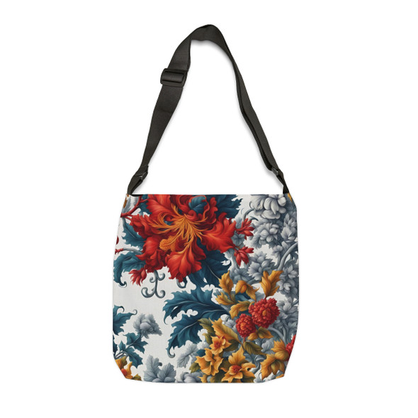 Holiday Floral Design Tote Bag| Fun Design| Adjustable Tote Strap| Two Sizes 16 inch or 18 inch