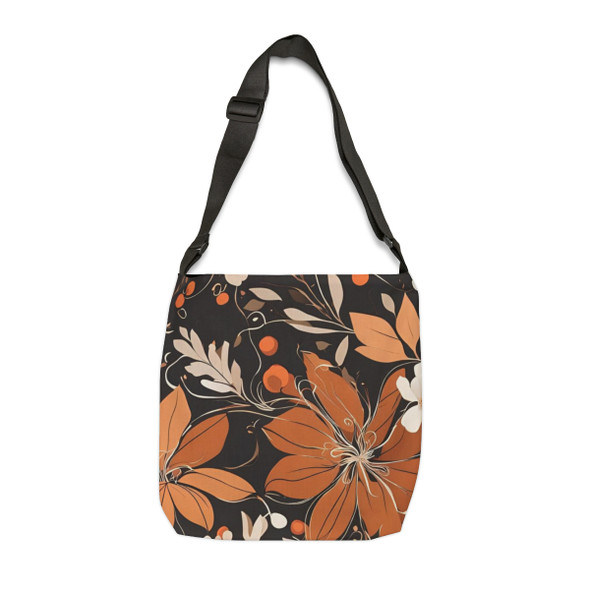 Fall Flowers Art Nouveau Design Tote Bag| Fun Design| Adjustable Tote Strap| Two Sizes 16 inch or 18 inch