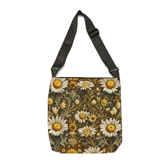 Daisy Pattern Design Tote Bag| William Morris Inspired | Fun Design| Adjustable Tote Strap| Two Sizes 16 inch or 18 inch